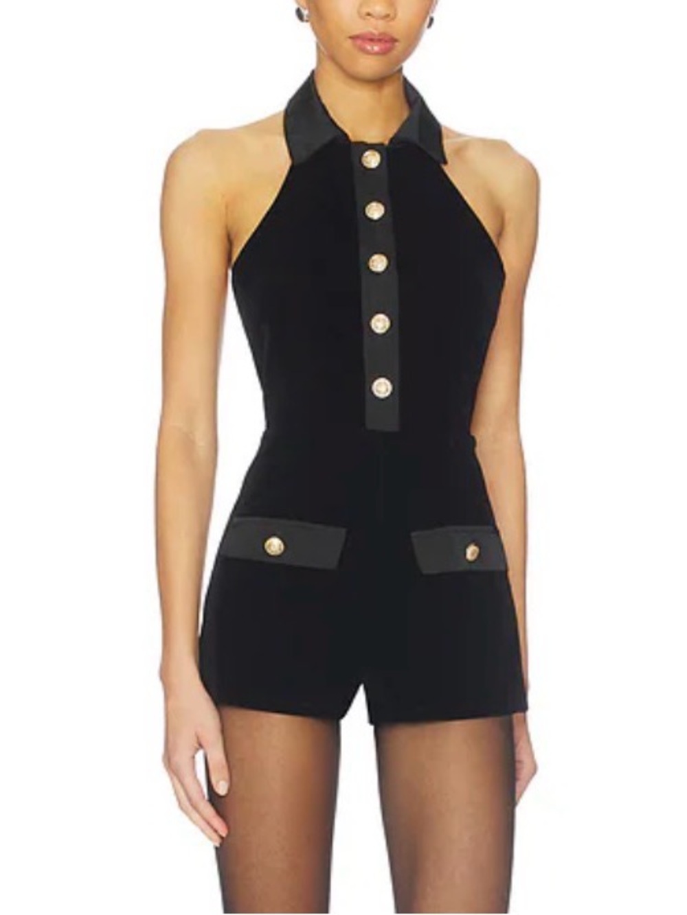 ALL THE WAYS Jenna Velvet Romper in Black